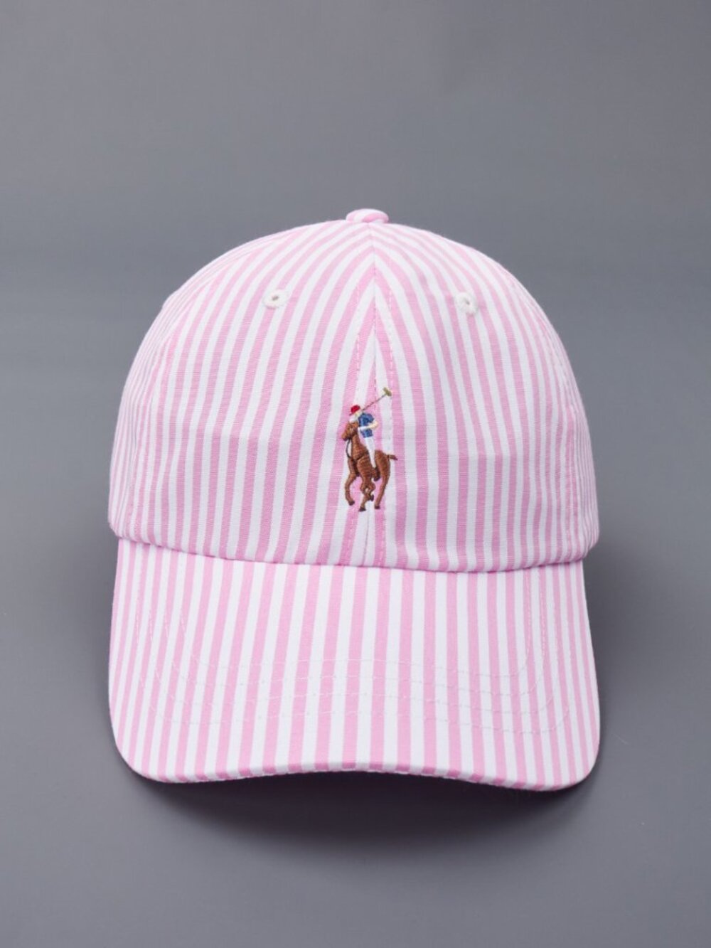 POLO Ralph Lauren Summer Embroidered Adjustable Striped Baseball Cap for Couples